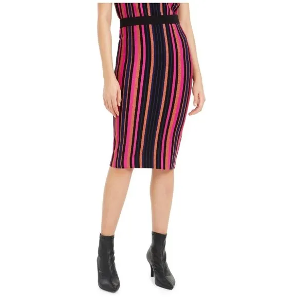 🎁 Bar III Metallic Striped Pencil Skirt