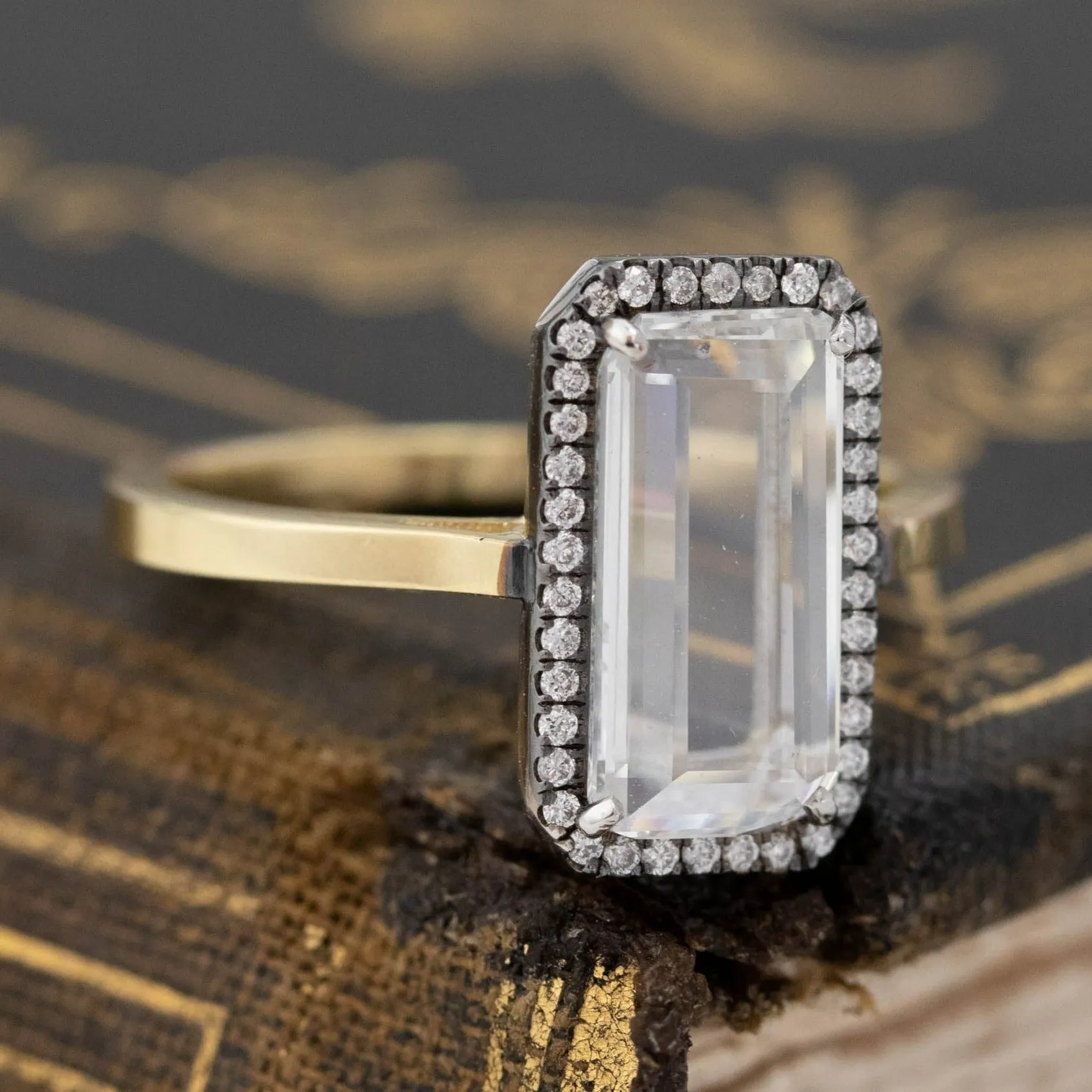 1.27ct Portrait Cut Diamond Halo Ring, GIA D SI