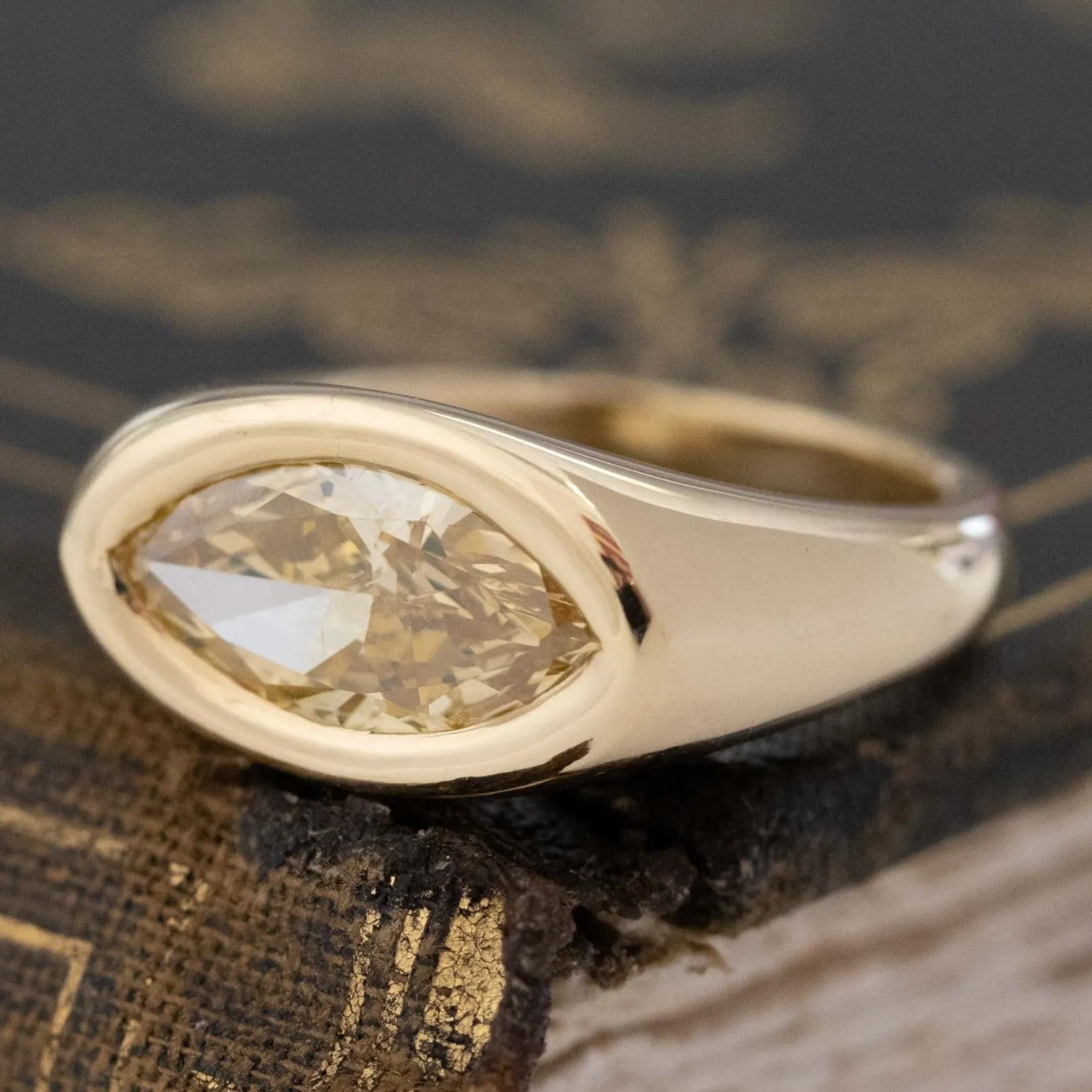 1.67ct Marquise Cut Diamond Bezel Ring, GIA