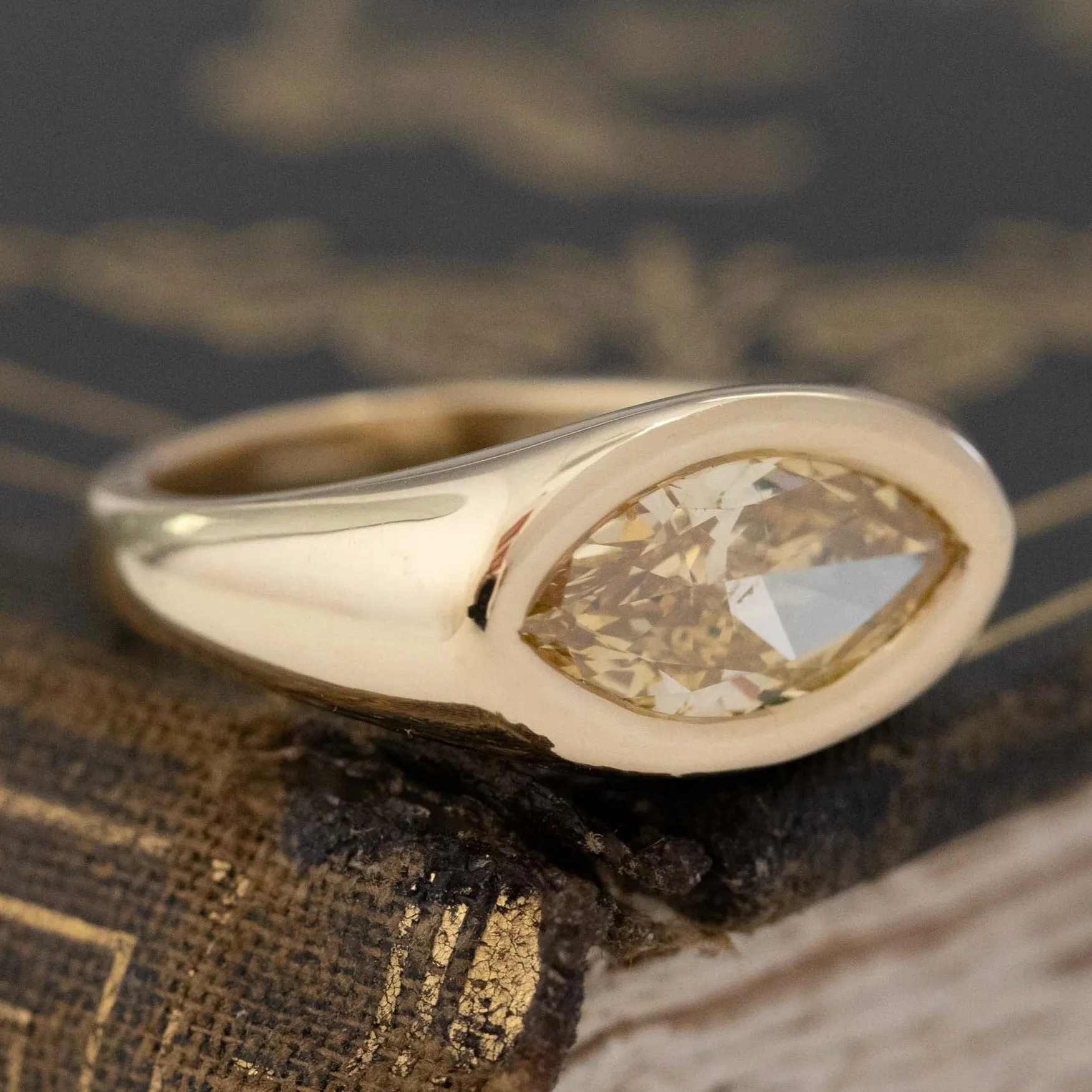 1.67ct Marquise Cut Diamond Bezel Ring, GIA