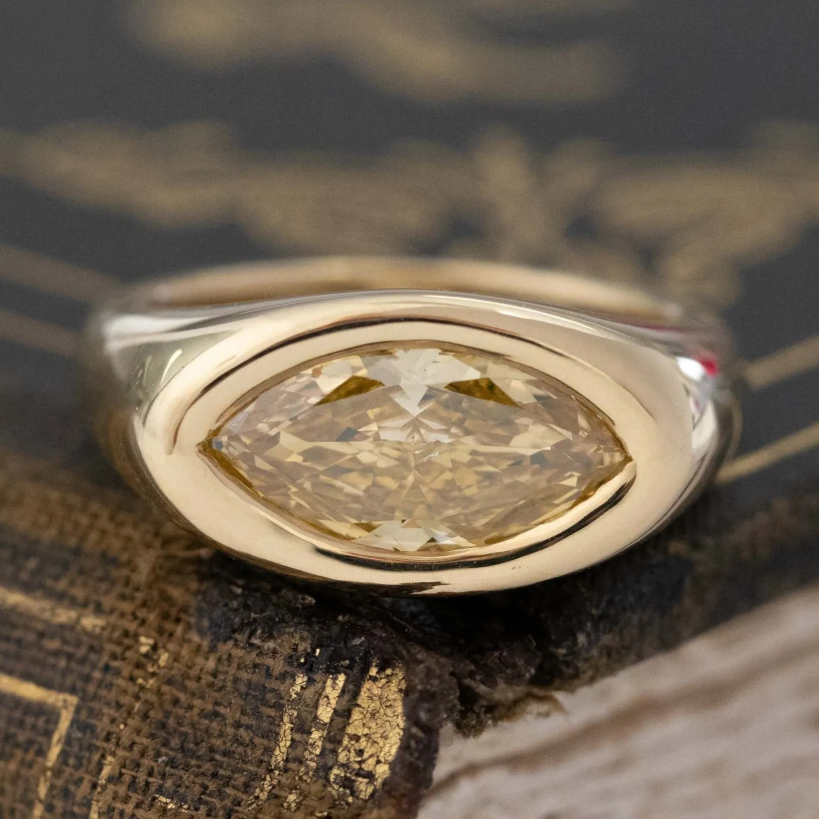 1.67ct Marquise Cut Diamond Bezel Ring, GIA