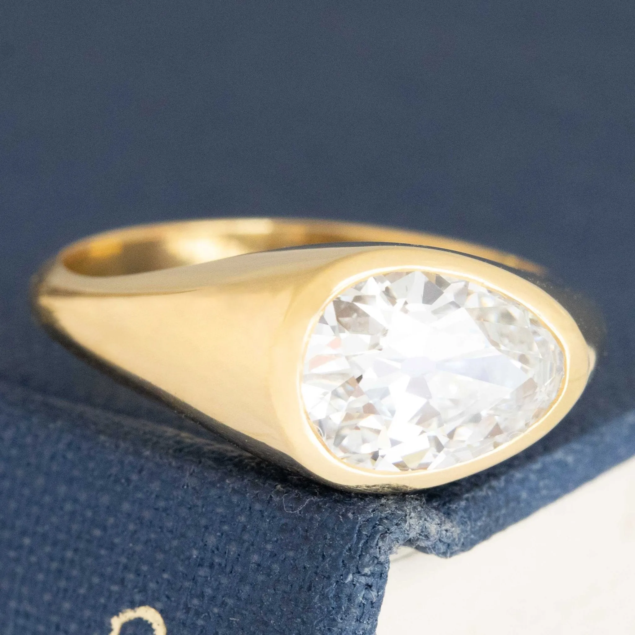 1.78ct Vintage Pear Cut Dimond Flush Set Solitaire, GIA G SI1