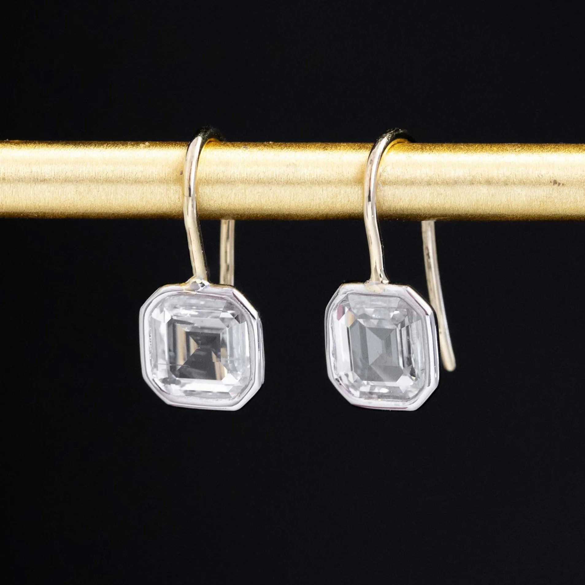 1.84ctw Portrait Asscher Cut Diamond French Wire Earrings, GIA I