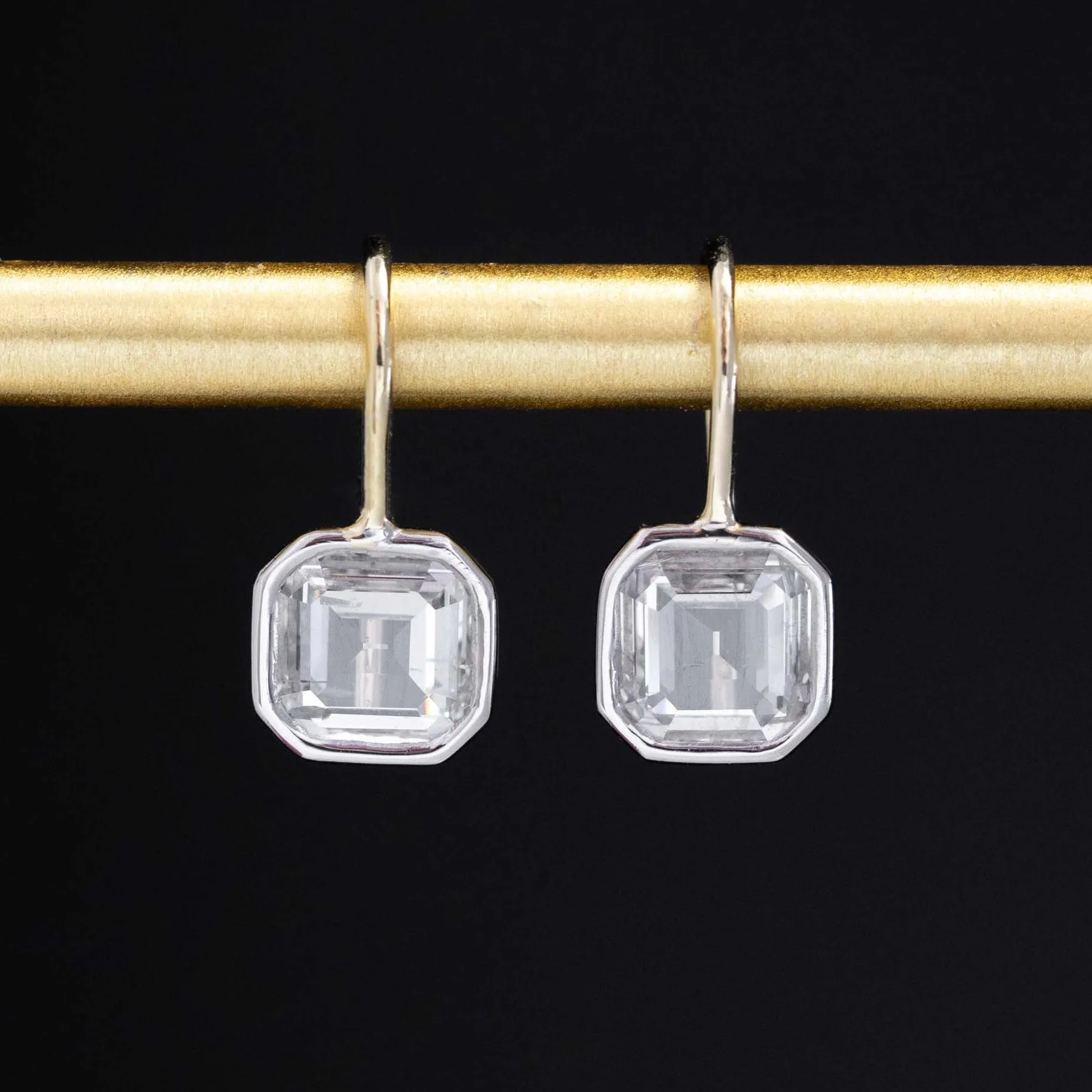 1.84ctw Portrait Asscher Cut Diamond French Wire Earrings, GIA I