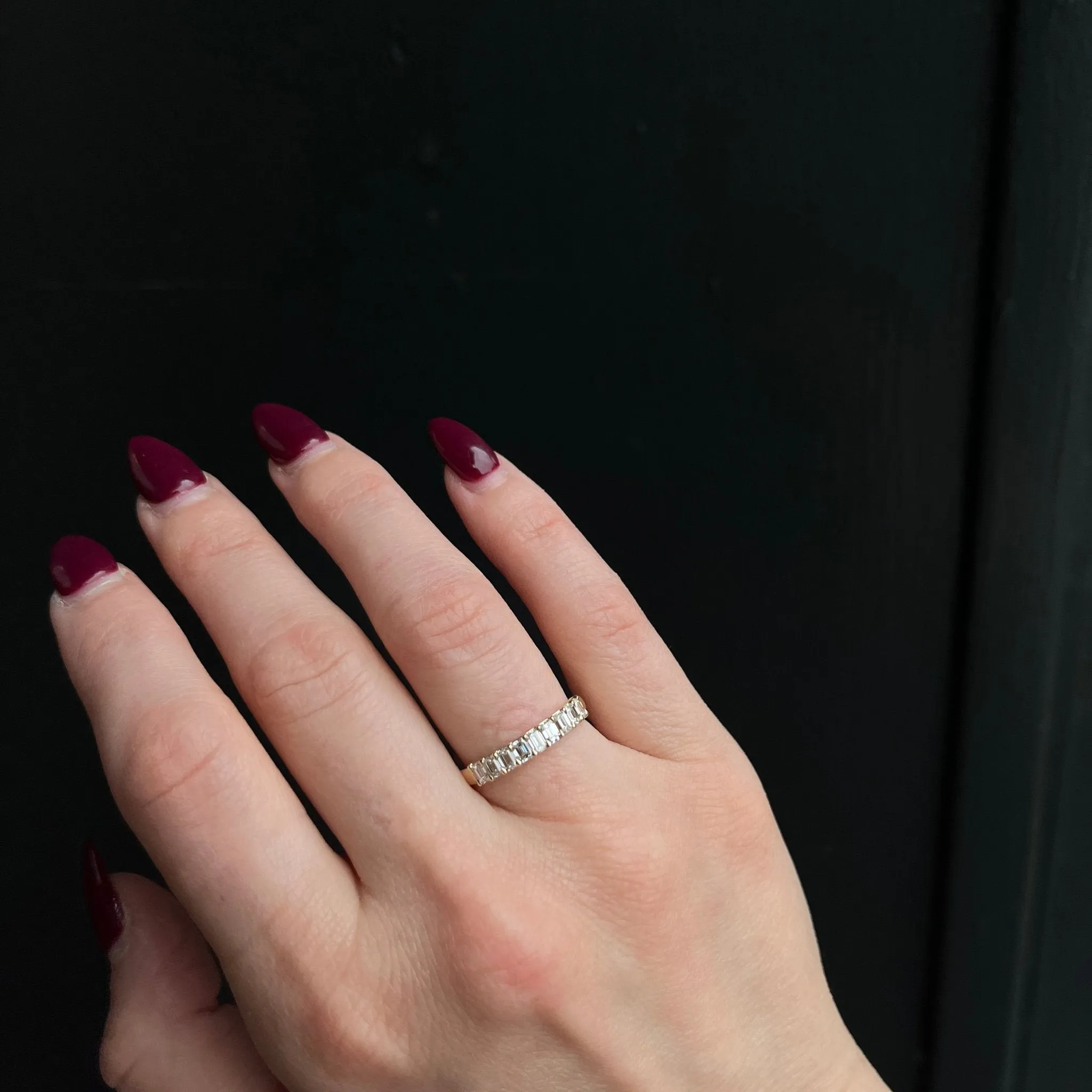 18K Yellow Gold 0.90 CTW Emerald Cut Diamond Band