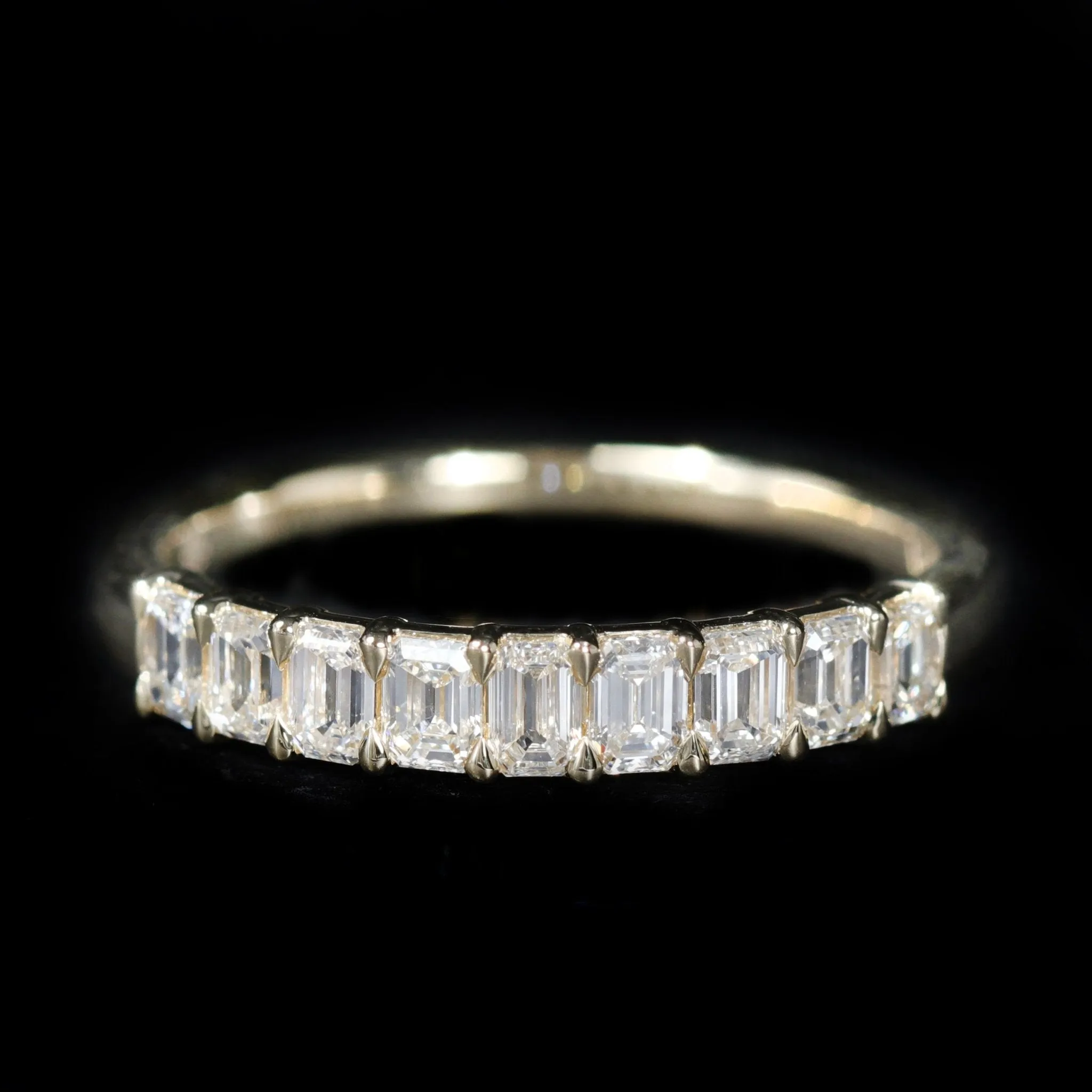18K Yellow Gold 0.90 CTW Emerald Cut Diamond Band