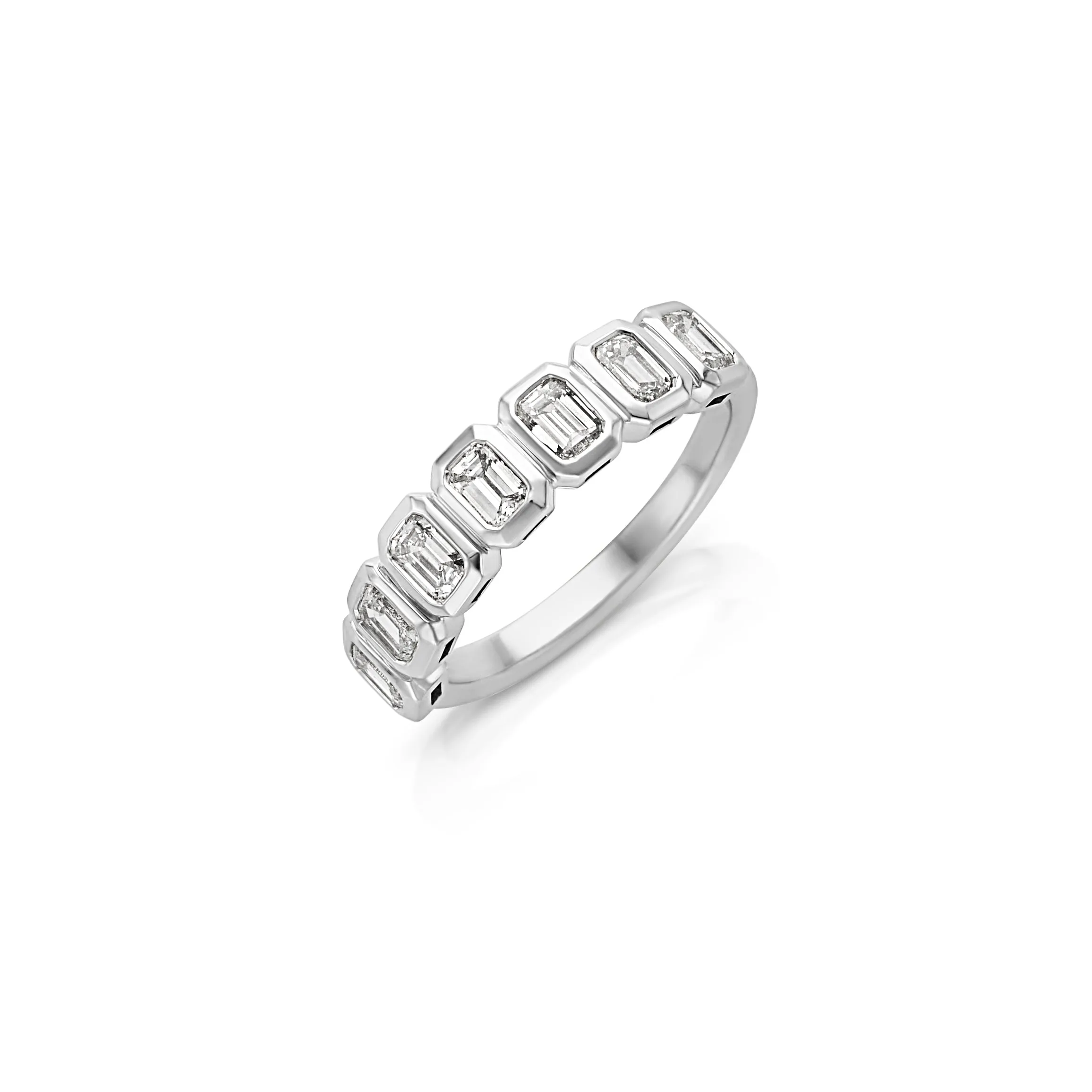 18KW Emerald Cut Bezel Band