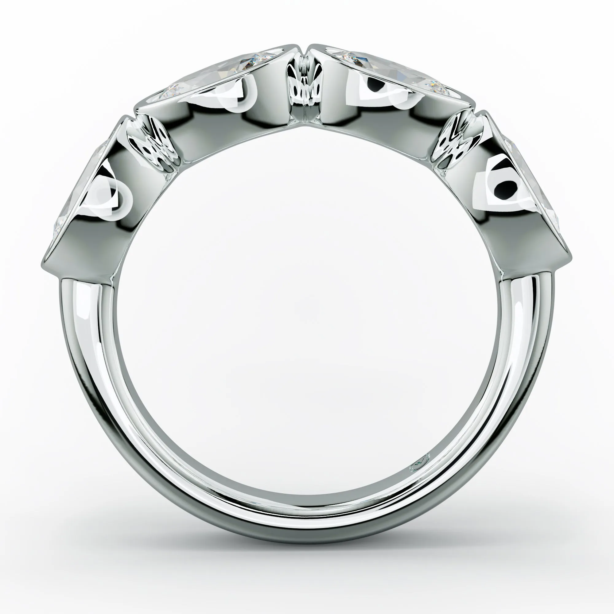 2.0 Carat East West Oval Cut Bezel Set Diamond Anniversary Band