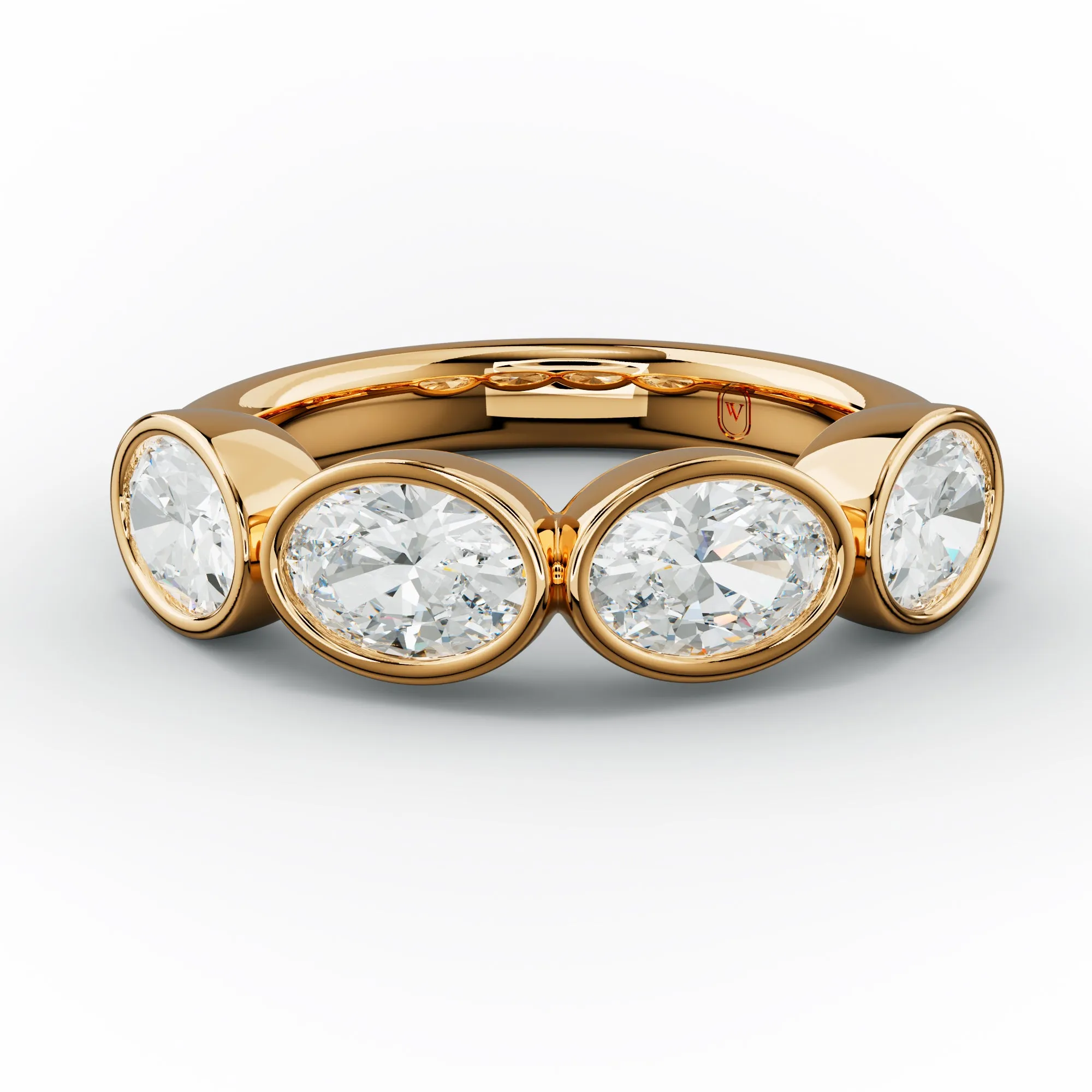 2.0 Carat East West Oval Cut Bezel Set Diamond Anniversary Band
