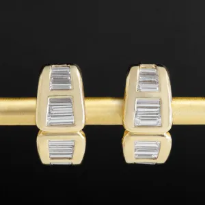 2.20ctw Vintage Baguette Cut Diamond Huggie Earrings