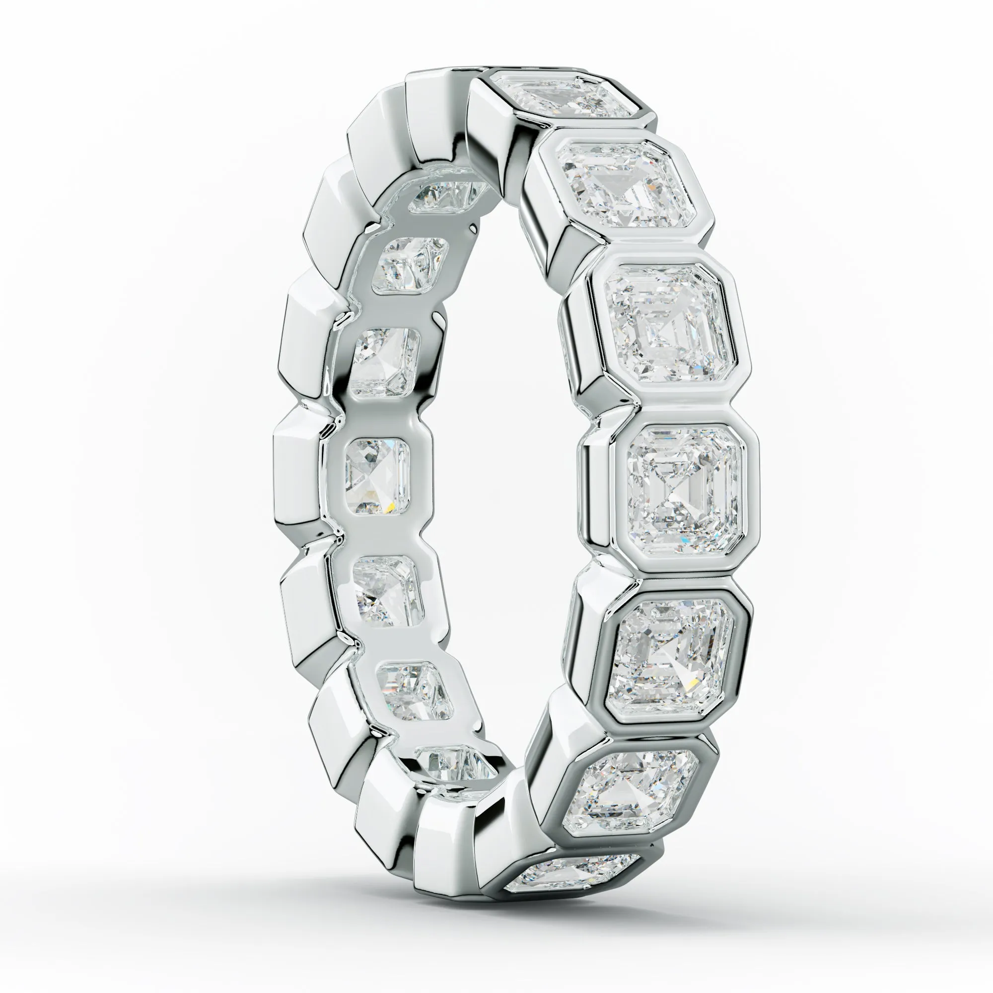 3.0 Carat Bezel Set Asscher Cut Diamond Eternity Band