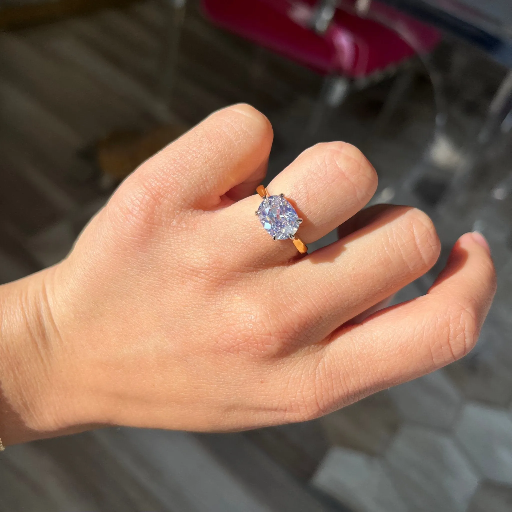 3.10ct Oval Old Mine Cut Diamond Solitaire, GIA K VVS