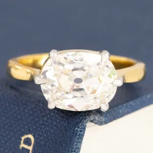 3.10ct Oval Old Mine Cut Diamond Solitaire, GIA K VVS