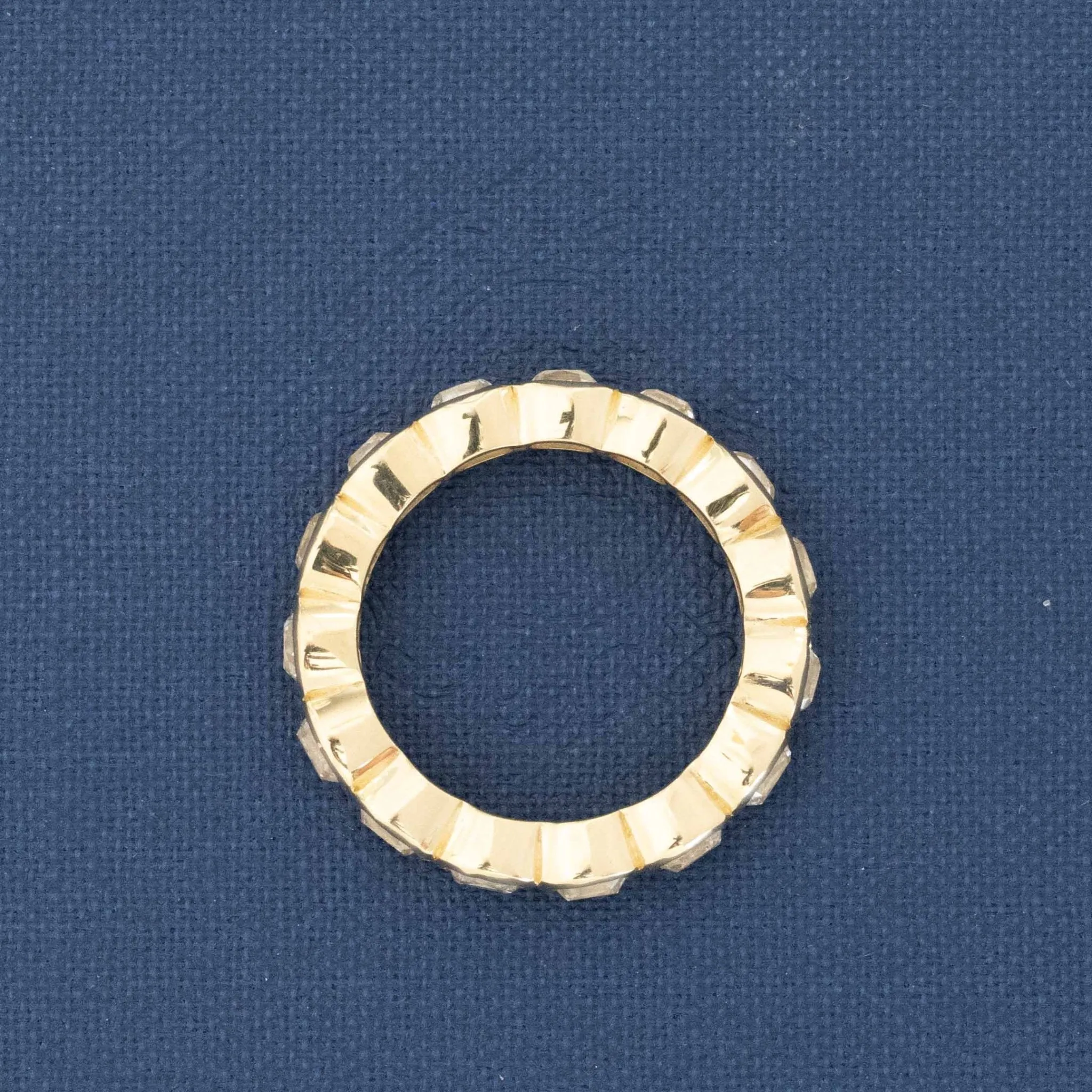 3.29ctw Elongated Old Mine Cut Diamond Bezel Eternity Band