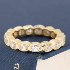 3.29ctw Elongated Old Mine Cut Diamond Bezel Eternity Band