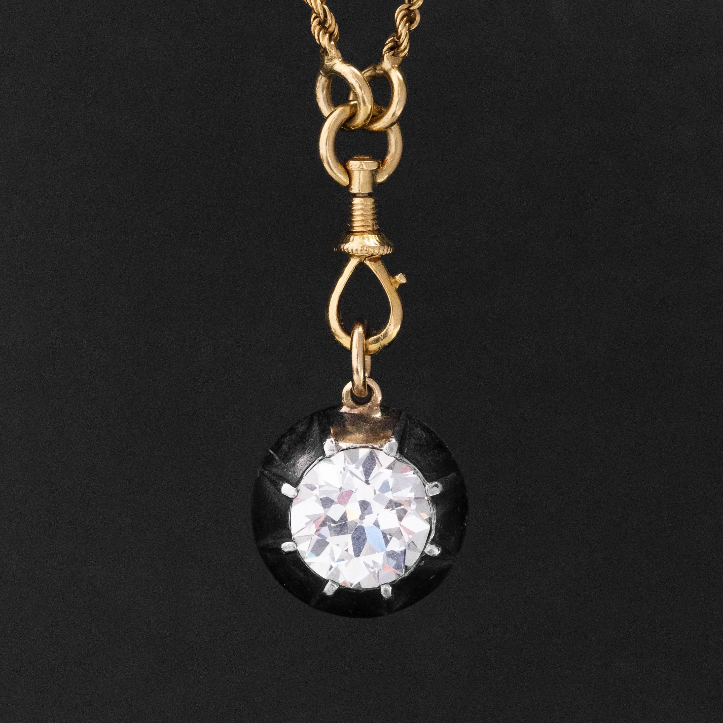 3.57ct Old European Cut Diamond Collet Pendant