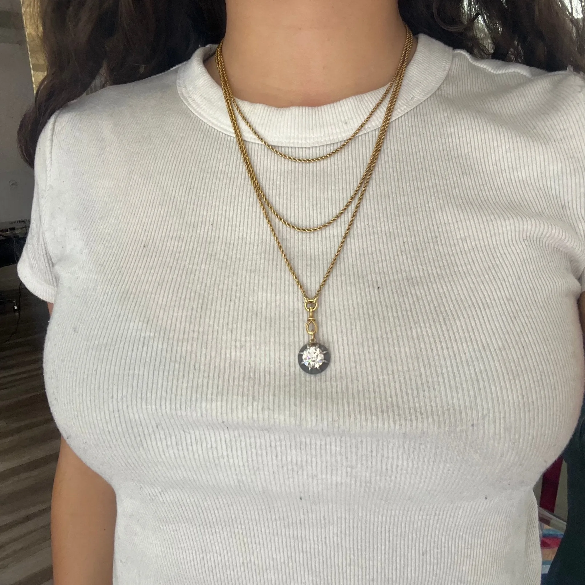 3.57ct Old European Cut Diamond Collet Pendant