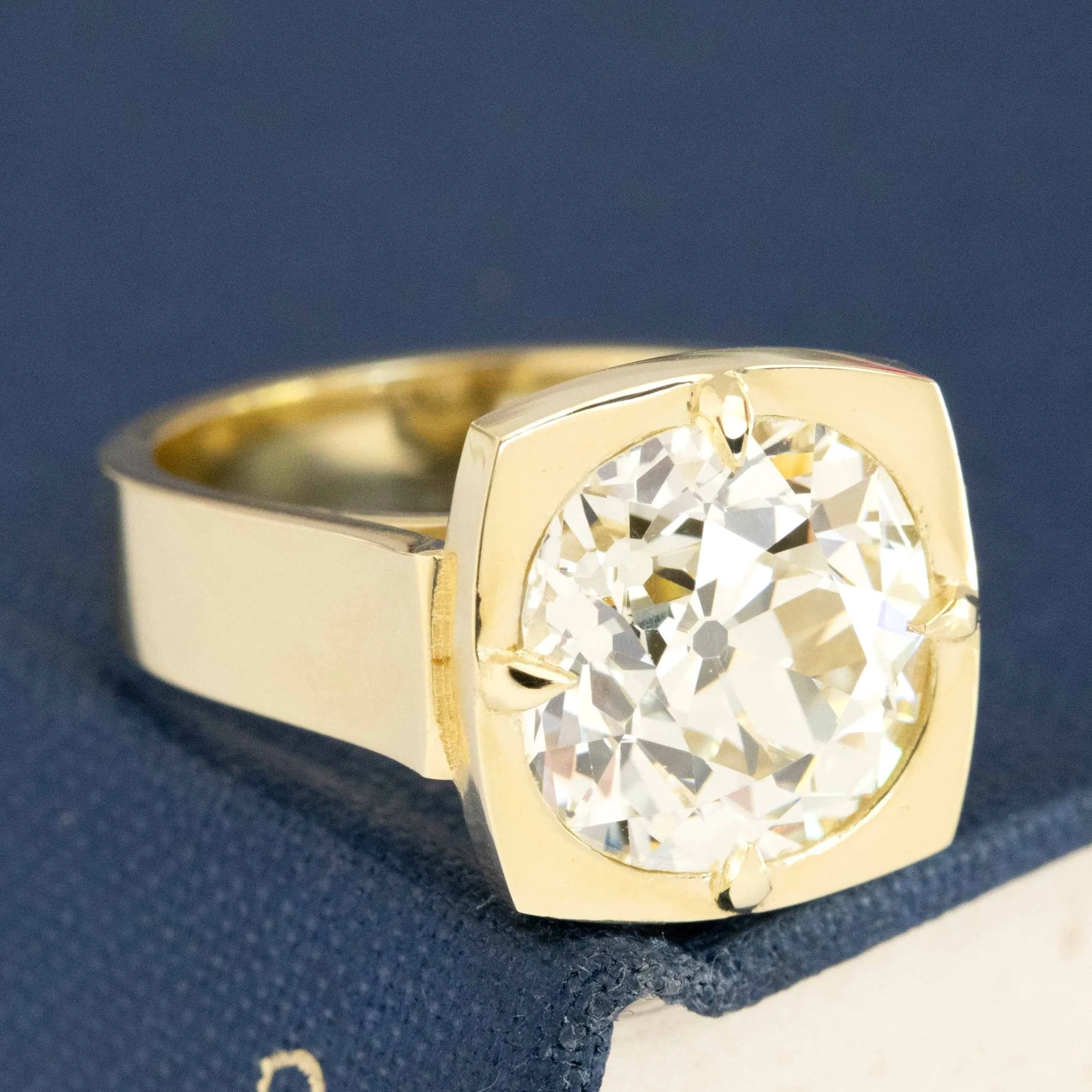 5.33ct Old Mine Cut Diamond Bezel Solitaire, GIA