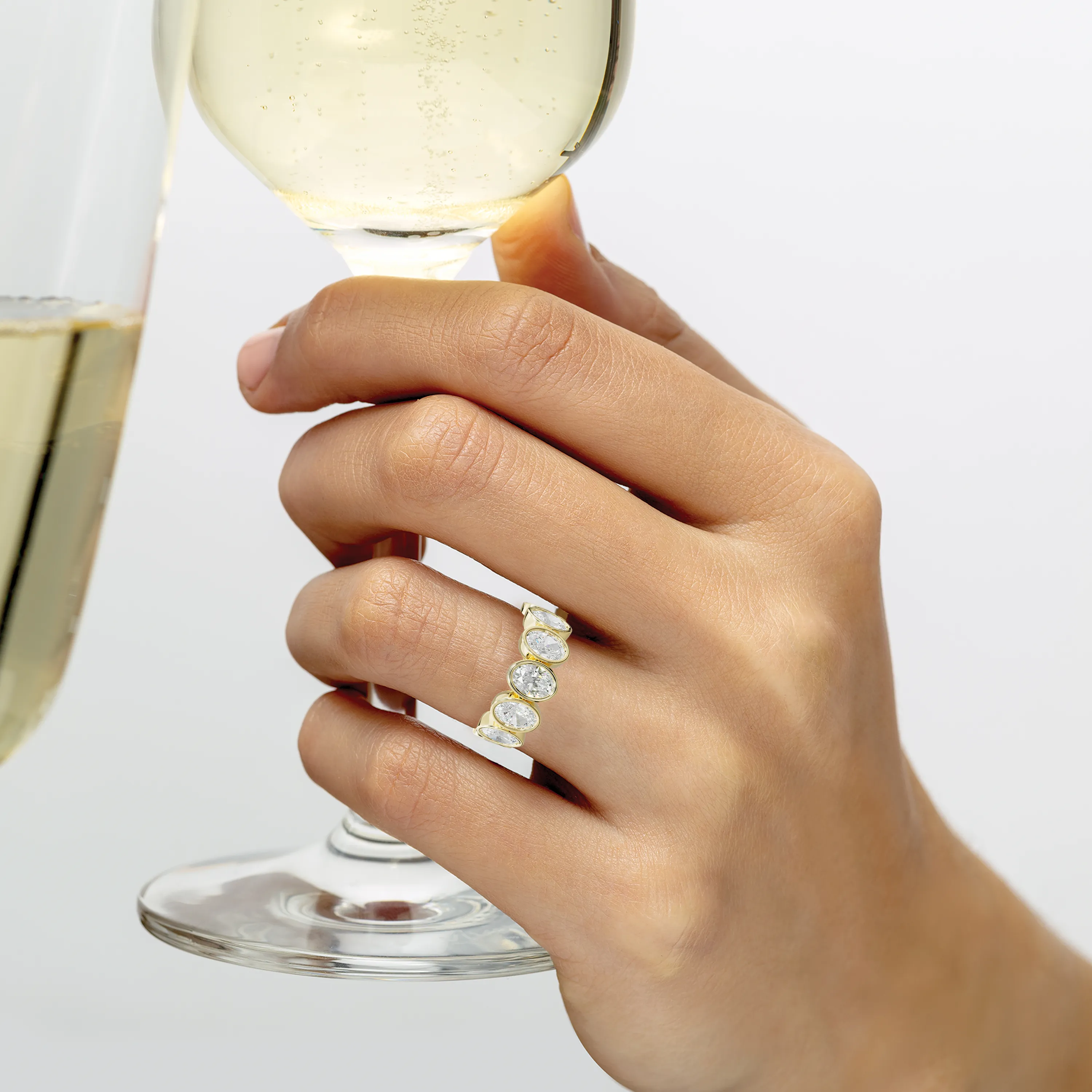6.0 Carat Bezel Set Oval Cut Diamond Eternity Band