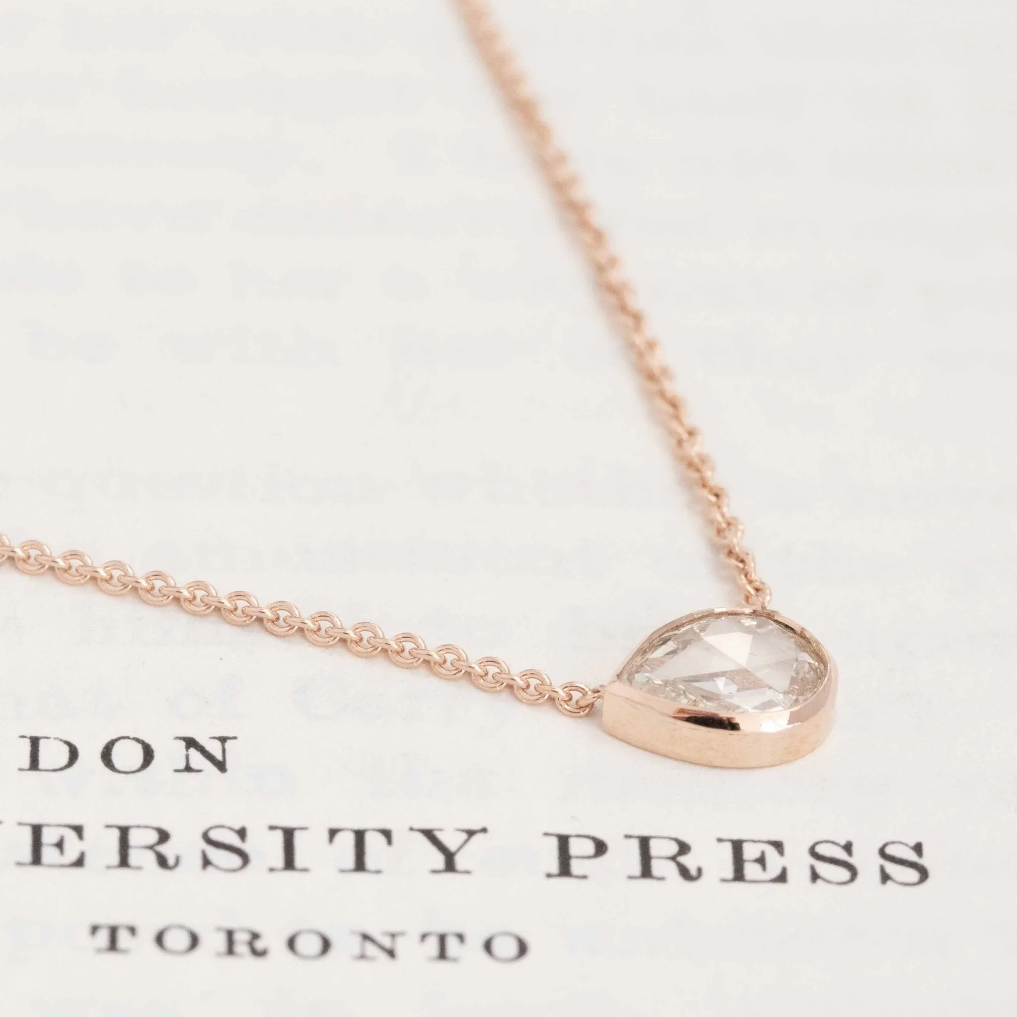 .60ct Pear Rose Cut Diamond Bezel Pendant