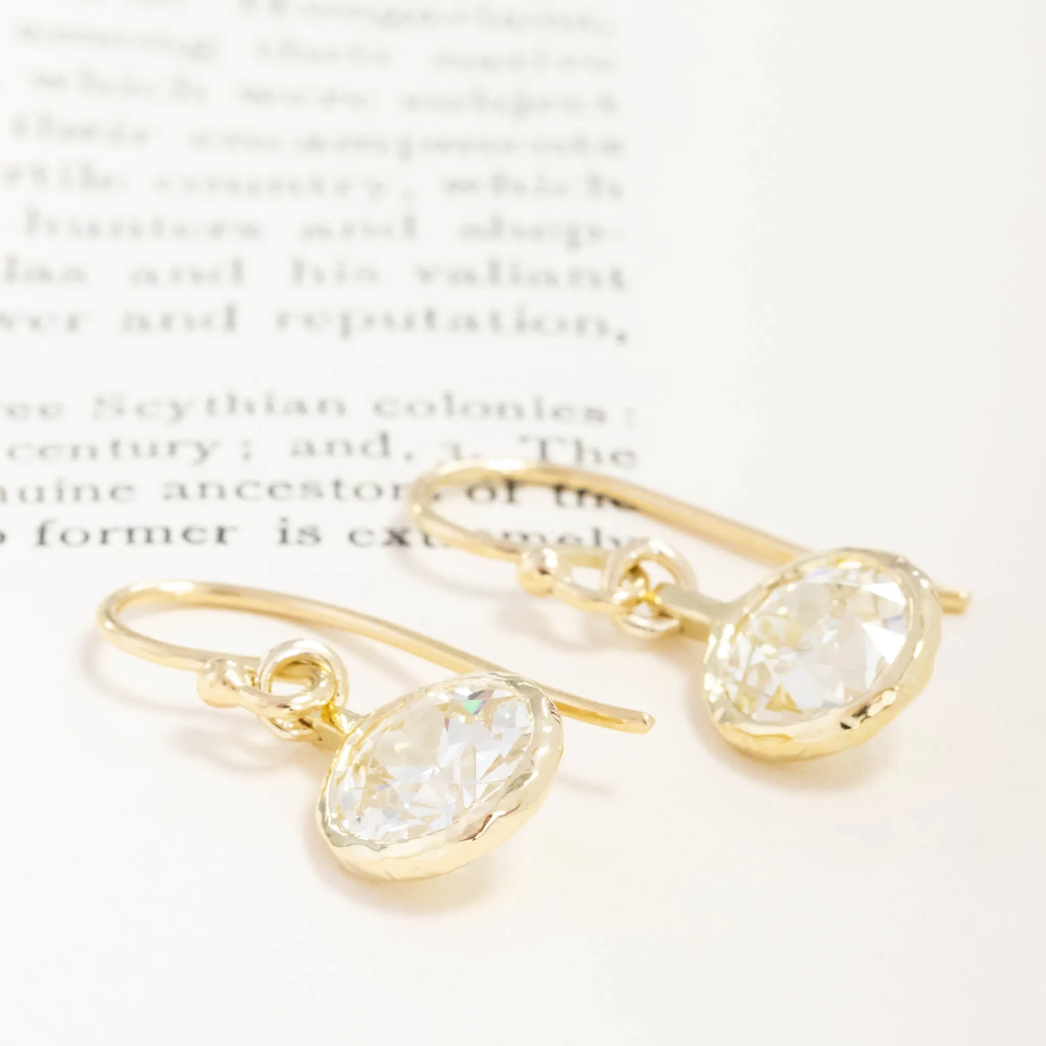 6.51ctw Old European Cut Diamond Bezel Drop Earrings GIA