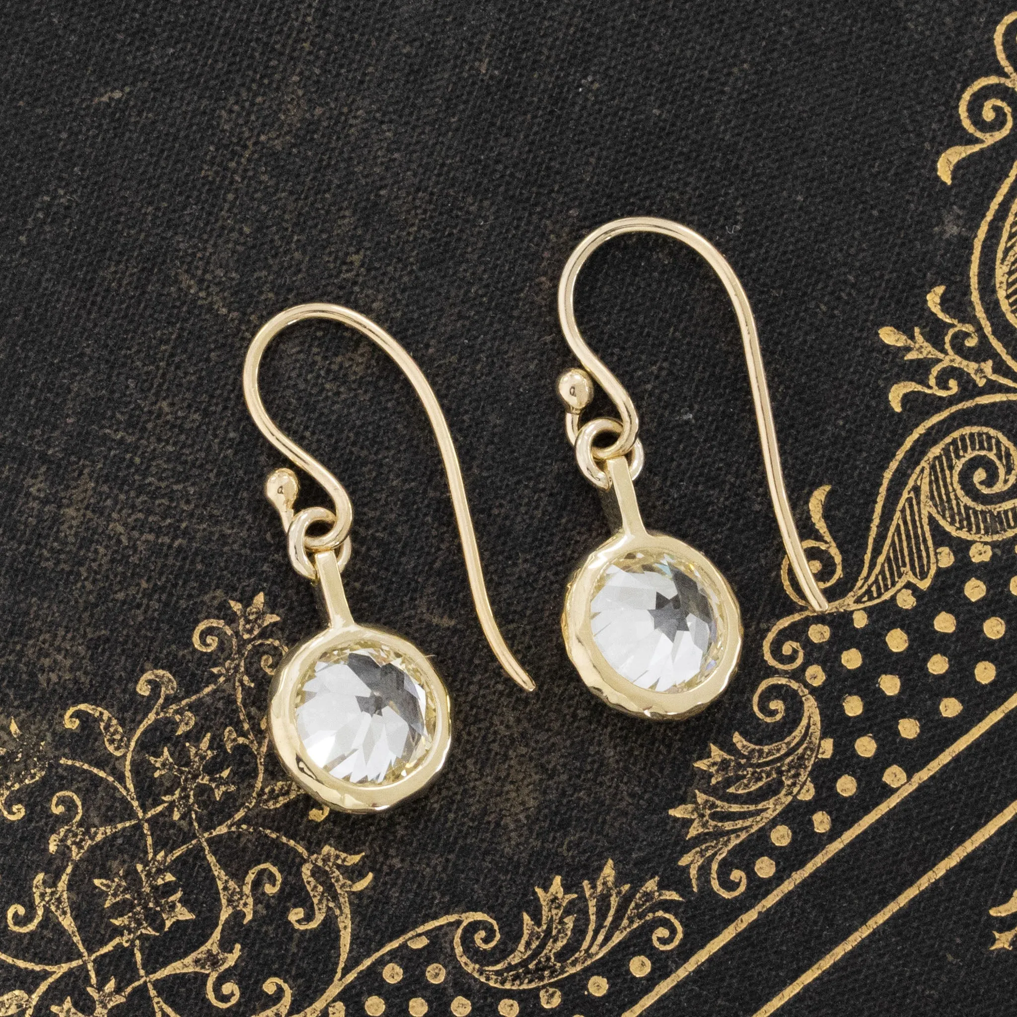 6.51ctw Old European Cut Diamond Bezel Drop Earrings GIA
