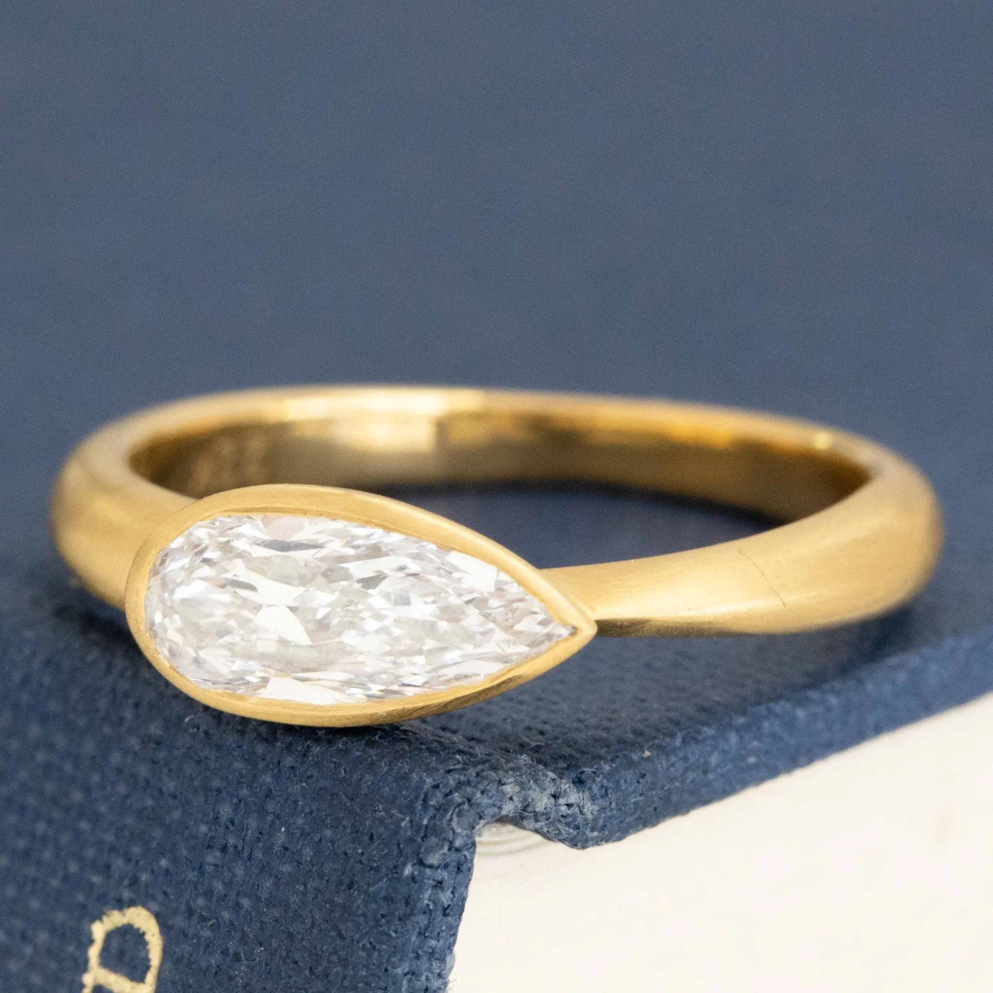 .84ct Pear Cut Diamond Bezel Solitaire, GIA F SI2