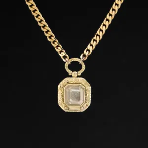 .97ct Square Portrait Cut Diamond Locket Necklace, GIA