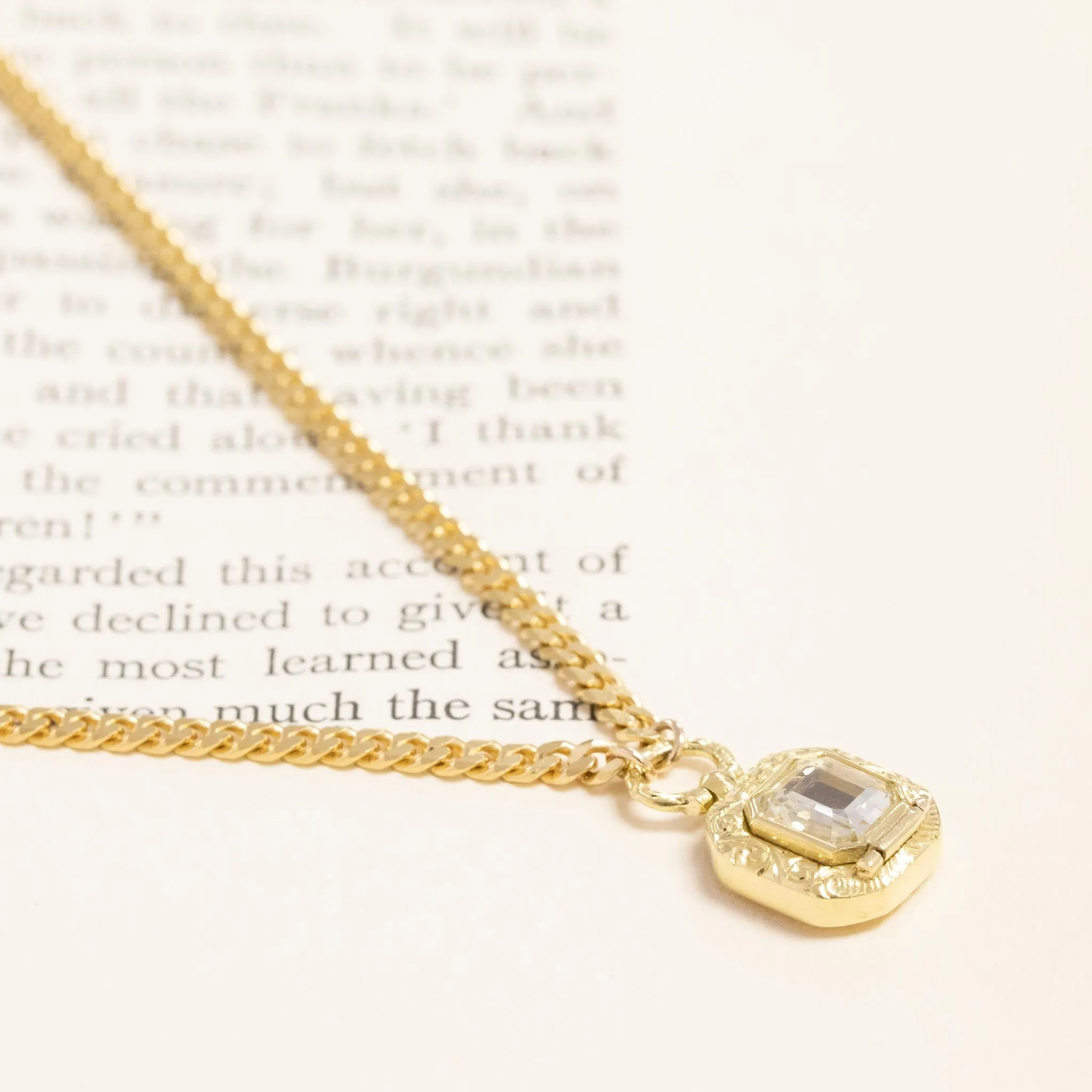 .97ct Square Portrait Cut Diamond Locket Necklace, GIA