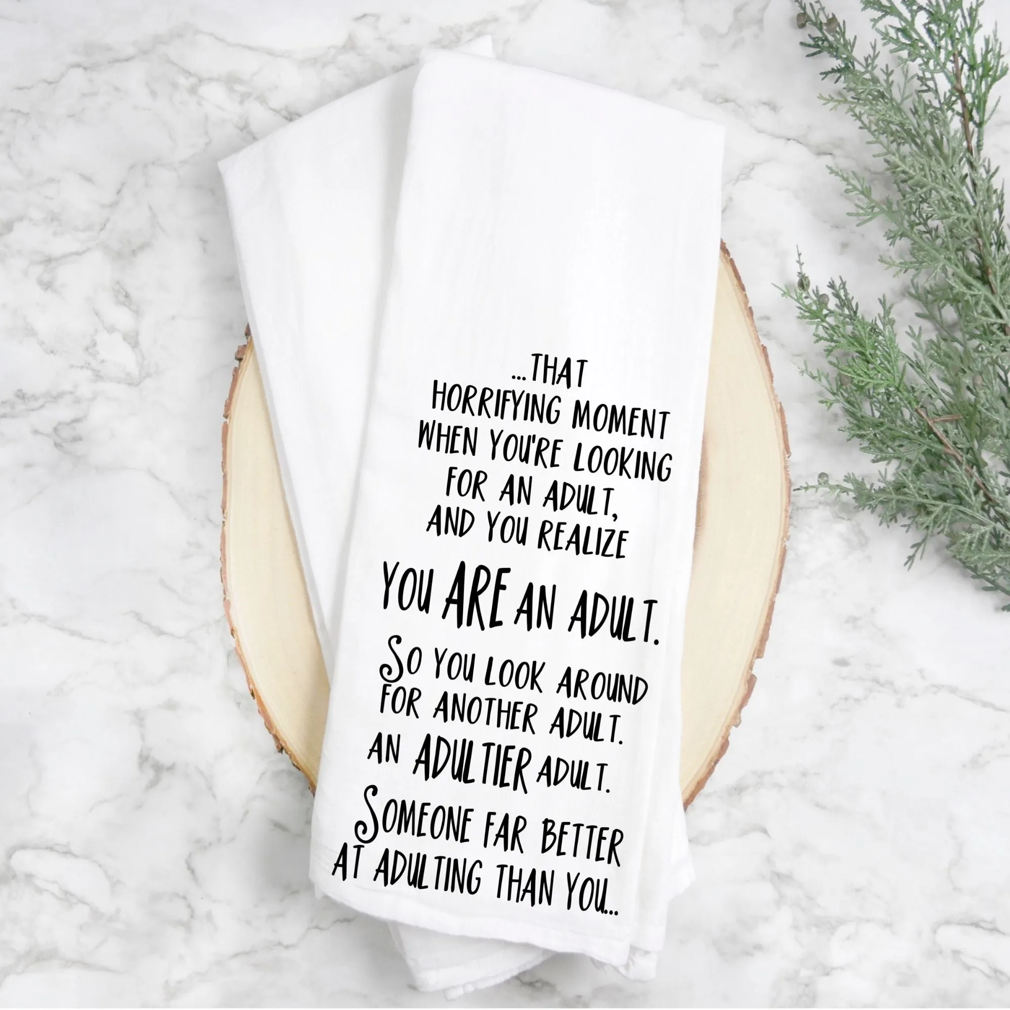 adulting is hard - humorous tea, bar and kitchen towel LG