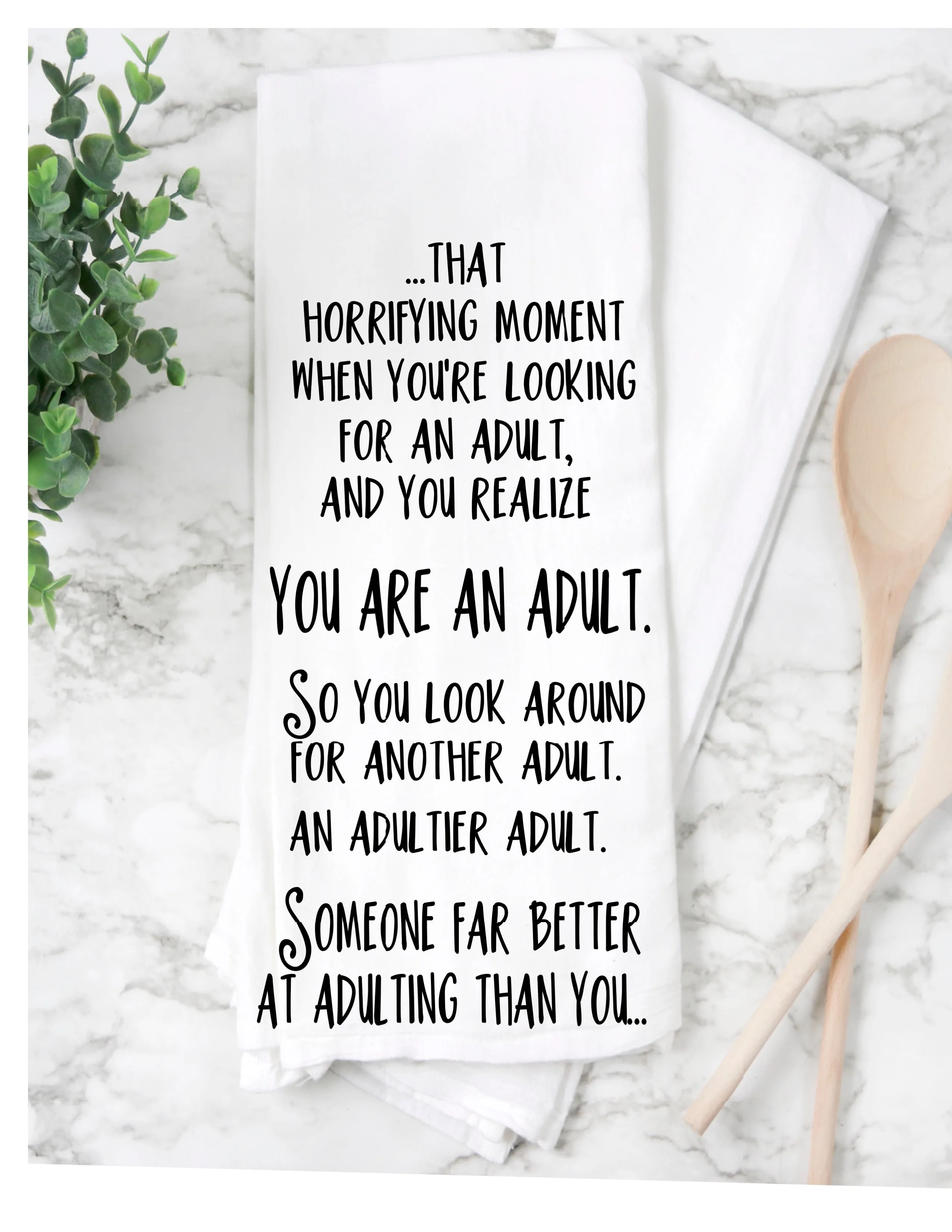 adulting is hard - humorous tea, bar and kitchen towel LG