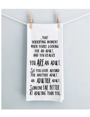 adulting is hard - humorous tea, bar and kitchen towel LG