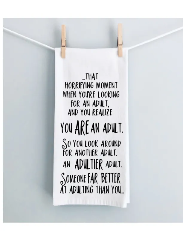 adulting is hard - humorous tea, bar and kitchen towel LG