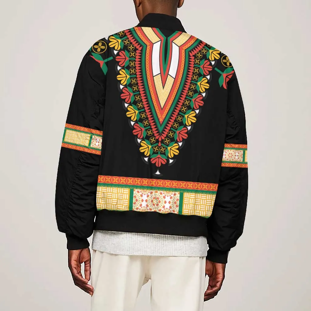 Africa Dashiki Bomber Jacket Embroidery Neckline Floral Pattern LT18