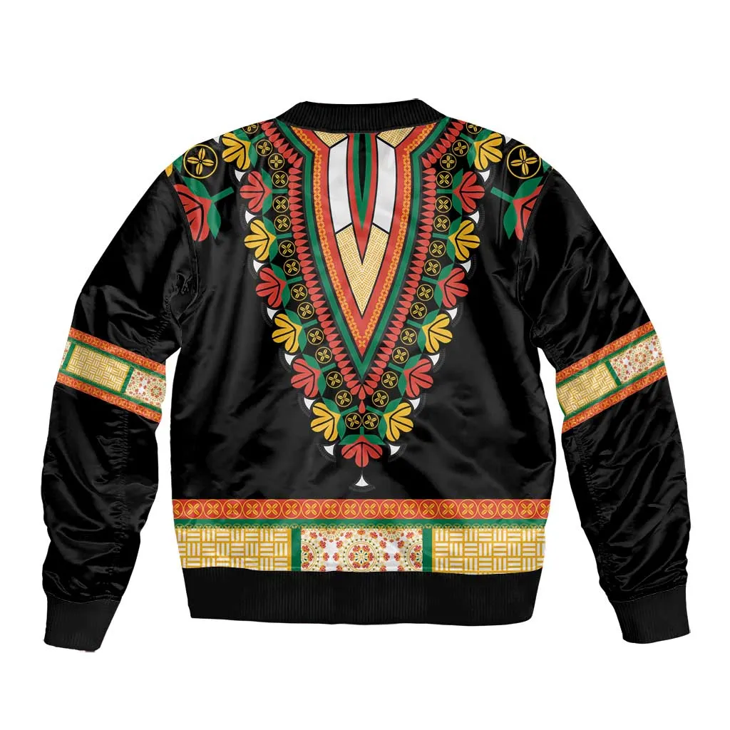 Africa Dashiki Bomber Jacket Embroidery Neckline Floral Pattern LT18