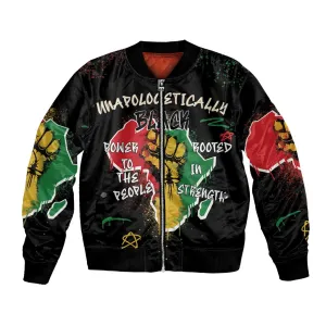 African Black Power Bomber Jacket Unapologetically Black Raised Fist DT03