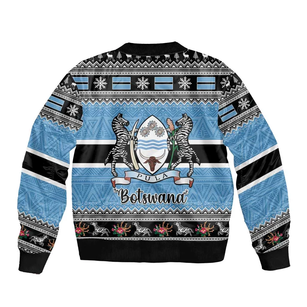 Afro Botswana Christmas Bomber Jacket Coat Of Arms - African Pattern LT15