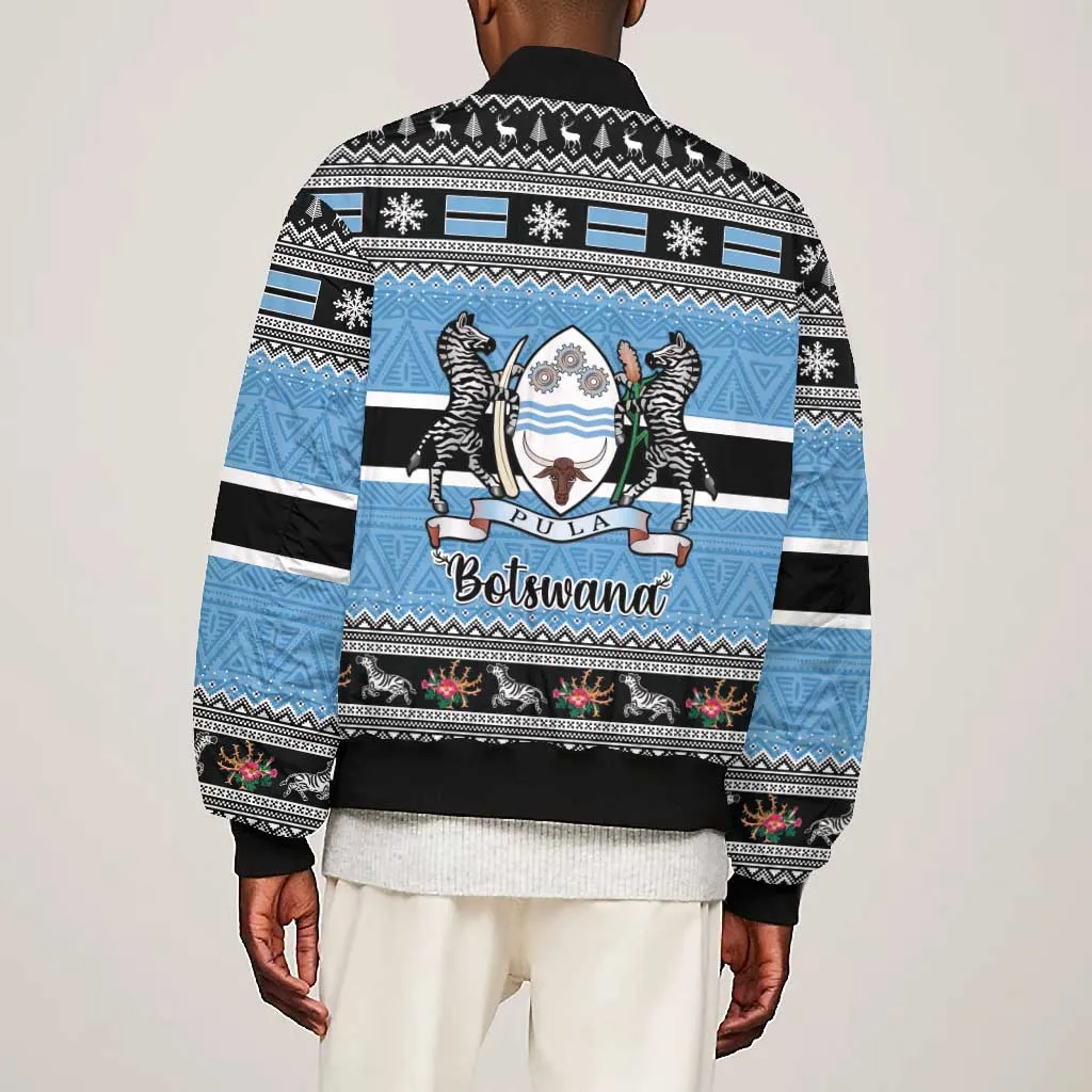 Afro Botswana Christmas Bomber Jacket Coat Of Arms - African Pattern LT15