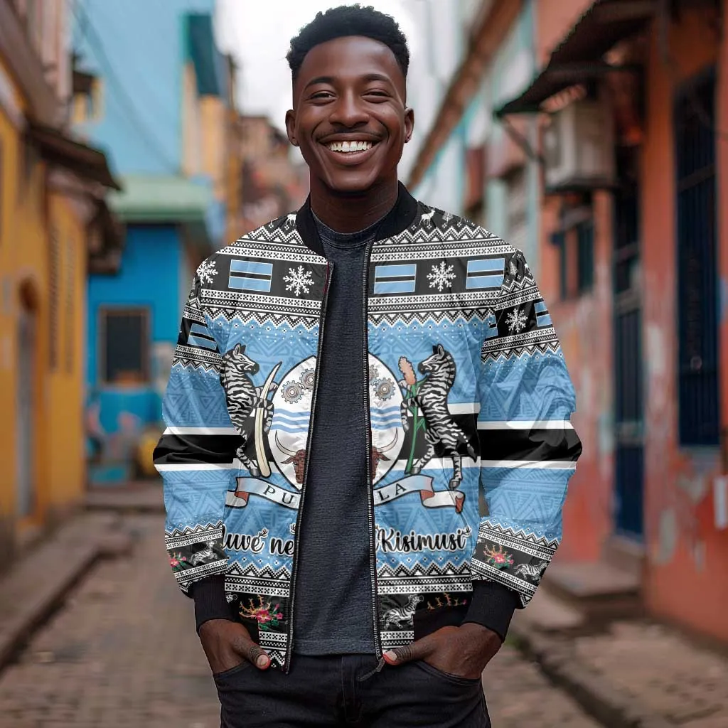 Afro Botswana Christmas Bomber Jacket Coat Of Arms - African Pattern LT15