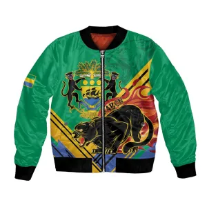 Afro Gabon Bomber Jacket Black Panther With Coat Of Arms LT15