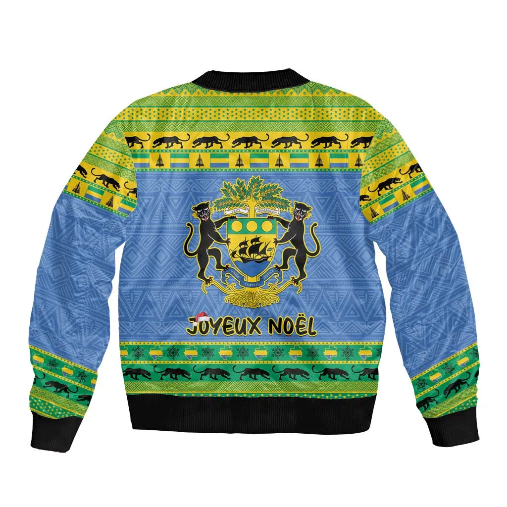 Afro Gabon Christmas Bomber Jacket Coat Of Arms Mix African Pattern LT15