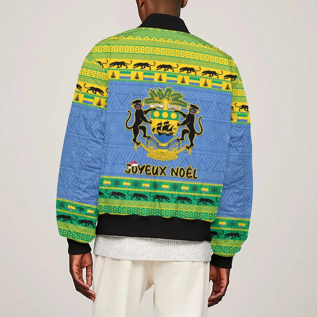 Afro Gabon Christmas Bomber Jacket Coat Of Arms Mix African Pattern LT15