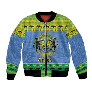Afro Gabon Christmas Bomber Jacket Coat Of Arms Mix African Pattern LT15