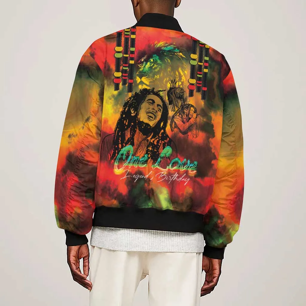 Afro-Jamaican Reggae Legend's Birthday Sleeve Zip Bomber Jacket One Love Jamaica LT03