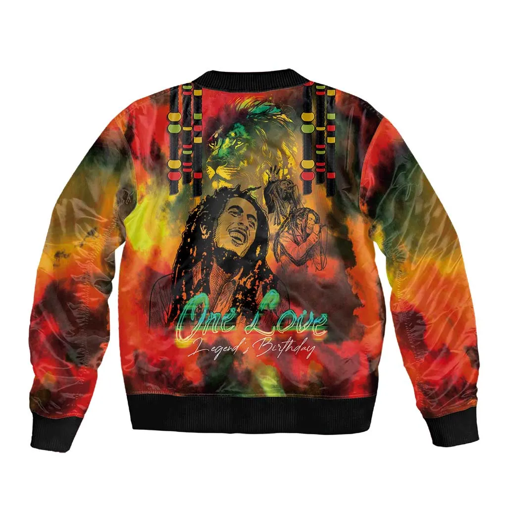 Afro-Jamaican Reggae Legend's Birthday Sleeve Zip Bomber Jacket One Love Jamaica LT03