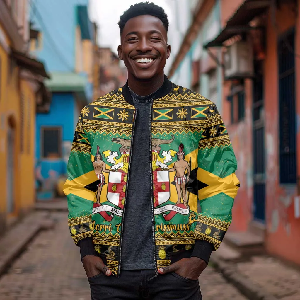 Afro-Jamaicans Bomber Jacket Coat Of Arms - Merry Christmas LT15
