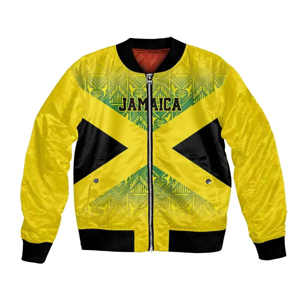 Afro-Jamaicans Custom Bomber Jacket Reggae Boyz With Traditional Pattern LT9