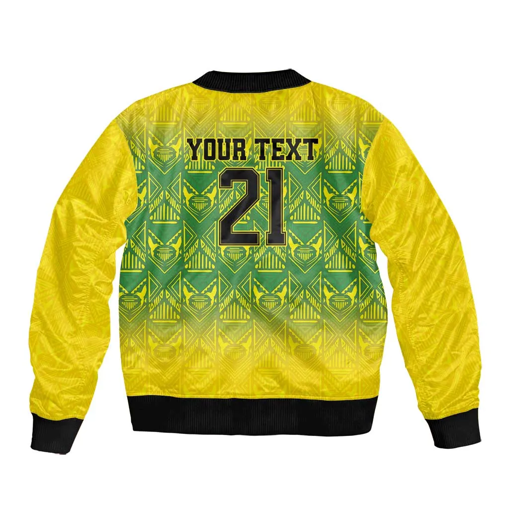 Afro-Jamaicans Custom Bomber Jacket Reggae Boyz With Traditional Pattern LT9