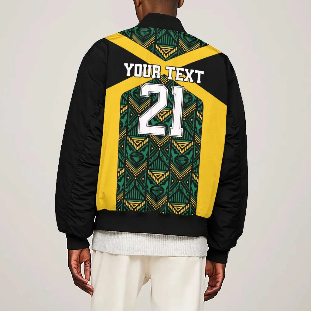 Afro-Jamaicans Football Custom Bomber Jacket Black Ethnic Motifs LT9