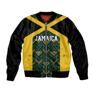 Afro-Jamaicans Football Custom Bomber Jacket Black Ethnic Motifs LT9